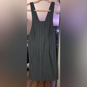 Express Charcoal Pinstripe Backless Dress
